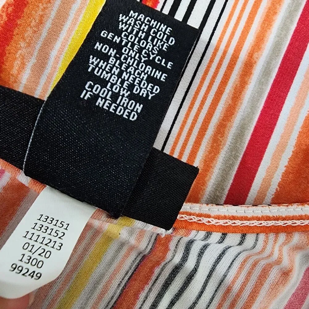 Catherines Black Label Womens Tank Top 2X Sleeveless Orange Stripes Criss Cross